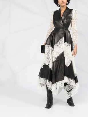 Alexander McQueen Lace-Panel Leather Dress
