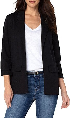 Liverpool Los Angeles Petite Size Super Stretch Ponte Knit Open Front Boyfriend Blazer