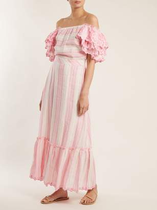 Gül Hürgel Striped Off-the-shoulder Dress - Womens - Pink Stripe