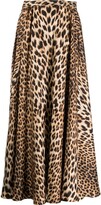 Leopard-Print Fluted Skirt 