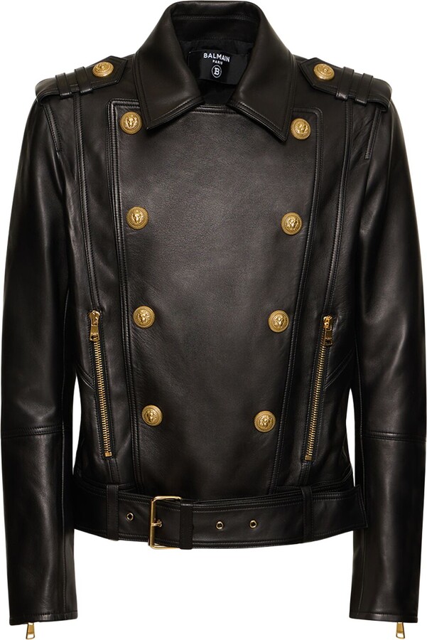 Få kontrol Tid Meyella Balmain Zip Detailed Shearling-Lined Leather Jacket - ShopStyle