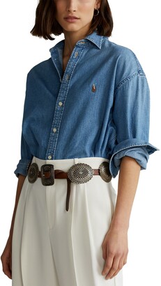 Polo Ralph Lauren Logo Detail Denim Shirt - ShopStyle Long Sleeve Tops