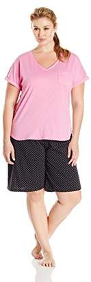 Karen Neuburger Women's Plus-Size KN Cool Short Sleeve Pullover Bermuda Set