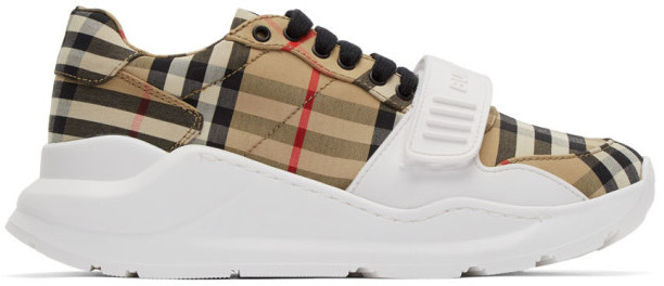 burberry beige check regis sneakers
