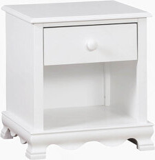 George Oliver Contemporary White 1Pc Nightstand Knob Handles Solidwood 1-Drawers Bedside Table Storage Shelves
