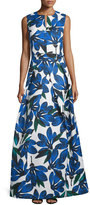 Thumbnail for your product : Milly Floral-Printed Ball Skirt, Blue