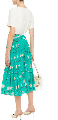 Emilia Wickstead Richie Pleated Floral-print Silk Crepe De Chine Midi Skirt