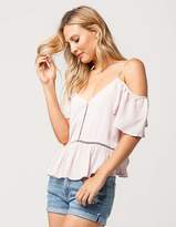 Thumbnail for your product : Socialite Ladder Trim Womens Cold Shoulder Top
