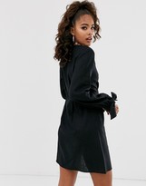 Thumbnail for your product : Asos Tall ASOS DESIGN Tall button through skater mini dress with tie sleeves