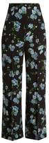 Thumbnail for your product : Emilia Wickstead Hullinie Floral Print Georgette Trousers - Womens - Black Blue
