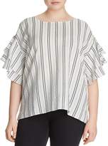 Thumbnail for your product : Vince Camuto Plus Striped Ruffle-Sleeve Top