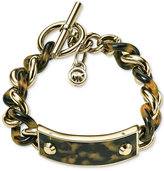 Thumbnail for your product : Michael Kors Gold-Tone Tortoise Acetate Chain Plaque Toggle Bracelet