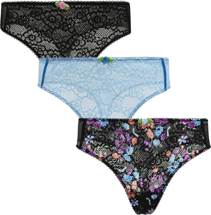 Parade Lace Thong Underwear, 3-Pack, Sizes XS to 3XL