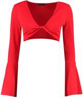 Thumbnail for your product : boohoo Twist Front Flared Sleeve Crop