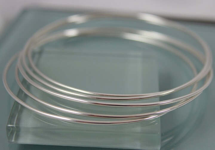 Etsy Sterling Silver Thin Bangle Set Of Five Hand Forged Smooth Shiny Bright Finish Stacking Bracelet