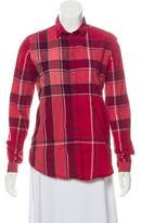 Thumbnail for your product : Burberry Exploded Check Button-Up Top red Exploded Check Button-Up Top