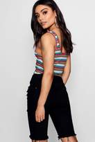 Thumbnail for your product : boohoo Stripe Rib Button Crop