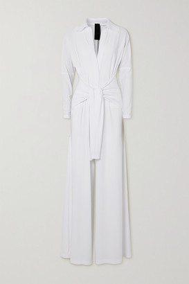 Norma Kamali Tie-front Stretch-jersey Jumpsuit