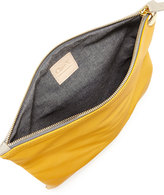 Thumbnail for your product : Clare Vivier Two-Tone Tumbled Leather Fold-Over Clutch Bag, Gray/Yellow