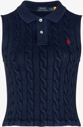 Polo Ralph Lauren Blue Polo Pony Embroidered Cotton Vest