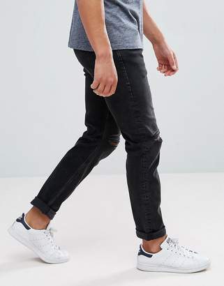 Jack and Jones Intelligence Jeans In Slim Fit With Rip Knee Detail