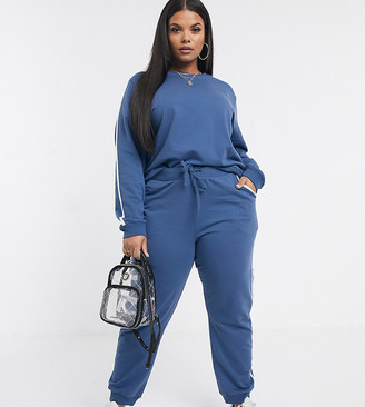 Asos DESIGN Curve tracksuit sweat / basic jogger with tie with contrast binding