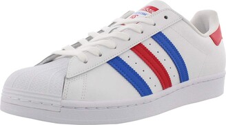 white adidas with red and blue