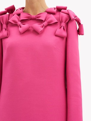 Valentino Bow-trim Wool-blend Cady Mini Dress - Pink