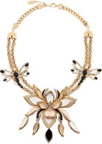 Thumbnail for your product : Roberto Cavalli Lotus Flower gold-plated, enamel and Swarovski crystal necklace