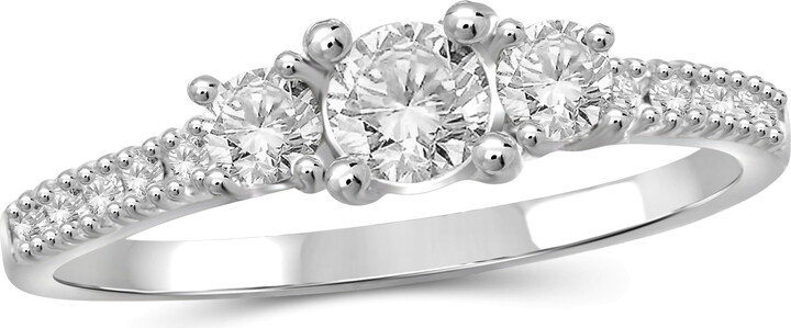 Diamonice 2 1/4 Carat T.W. White Cubic Zirconia (AAA) Sterling Silver Ring 3-Stone Ring