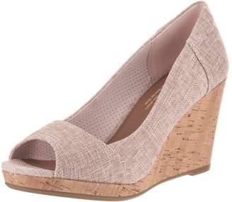 Toms Women's Stella Wedge Pale Pink Lurex Woven Casual Shoe 8.5 Women US