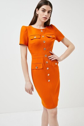 Karen Millen Tailored Short Sleeve Utility Pencil Dress