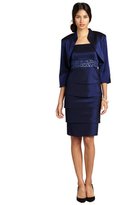 Thumbnail for your product : R & M Richards R&M Richards royal blue shimmer crepe beaded embellished evening dress with bolero