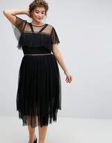 Thumbnail for your product : Truly You Tulle Ruffle Dress With Eyelet Detail