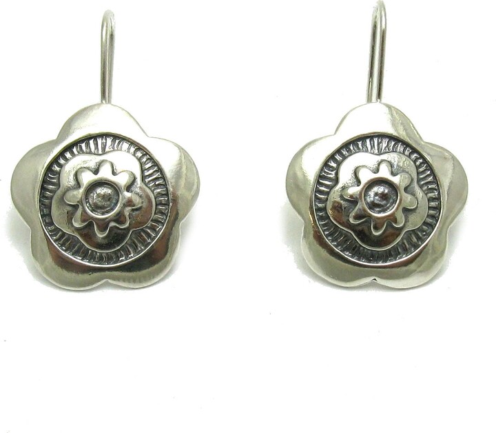 Etsy Sterling Silver Earrings Flower Stamped 925 Nickel Free