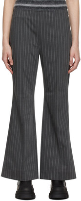 Ganni Grey Chalk Stripe Cropped Trousers