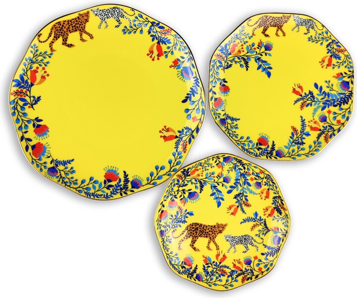 Jessie Zhao New York Amazon Rainforest Bone China Plates In Yellow