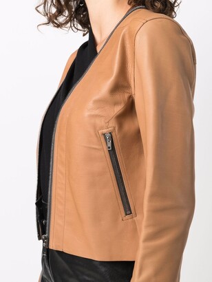 Rick Owens V-neck leather jacket