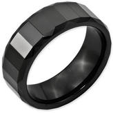 Thumbnail for your product : Six and Hill 8mm High Polish Finish Black Ceramic Vertical Faceted Design Contemporary Beveled Edge Wedding Ring