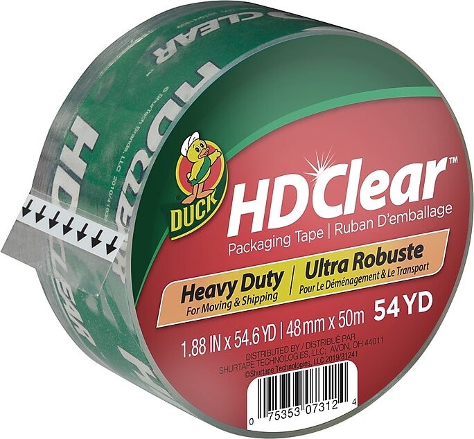Duck® HD Clear Heavy Duty Packing Tape, 1.88" x 54.6 yds., Clear (297438)