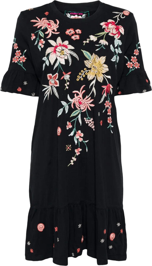 Johnny Was Ruffle-Sleeve Knit Dress