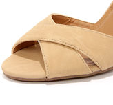Thumbnail for your product : City Classified Missy Beige and Tan Peep Toe Wedge Sandals
