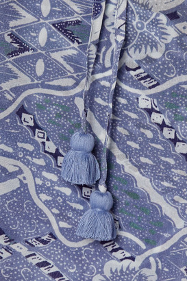 Figue Goa Embellished Printed Crepe De Chine Pants - Blue