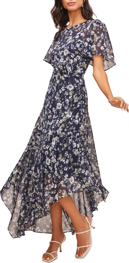 astr the label floral ruched front maxi dress