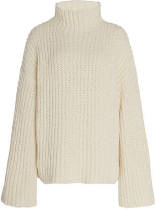 Sally LaPointe Silk Cashmere Cord Oversized Mock Neck Sweater