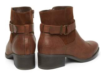 Evans Extra Wide Fit Brown Material Mix Square Toe Boots
