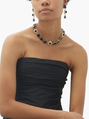 Dolce & Gabbana Crystal And Faux Pearl Choker Necklace - Black