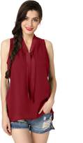 Thumbnail for your product : Abollria Womens Summer Chiffon Sleeveless Tops Casual Blouse Shirt with V Neck Bow