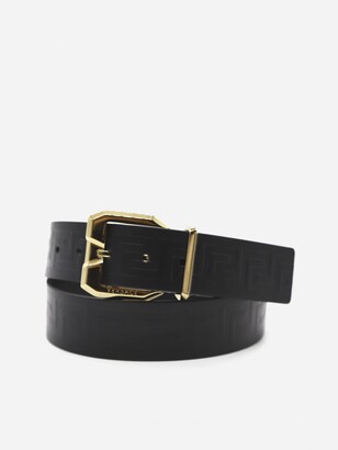 Versace Leather Belt With All-over Embossed Greca Motif - ShopStyle
