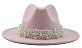 Thumbnail for your product : GEMVIE Women's Vintage Pearl Band Fedora Hat Classic Wide Brim Trilby Panama Hat Jazz Cap US 7 3/8 Pink